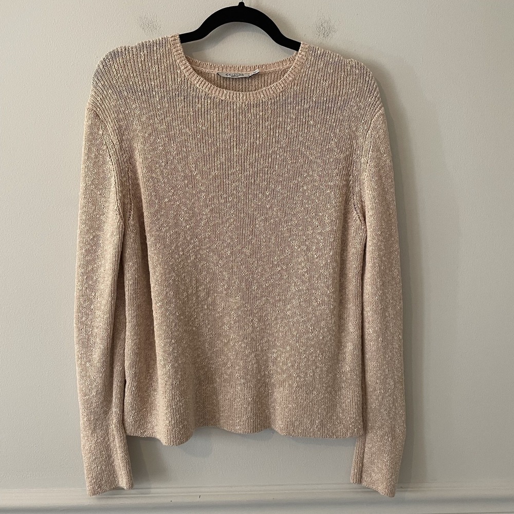 MM Lafleur The Butler Sweater Knit Boucle Beige Sz S Stretch Minimalist Slouchy